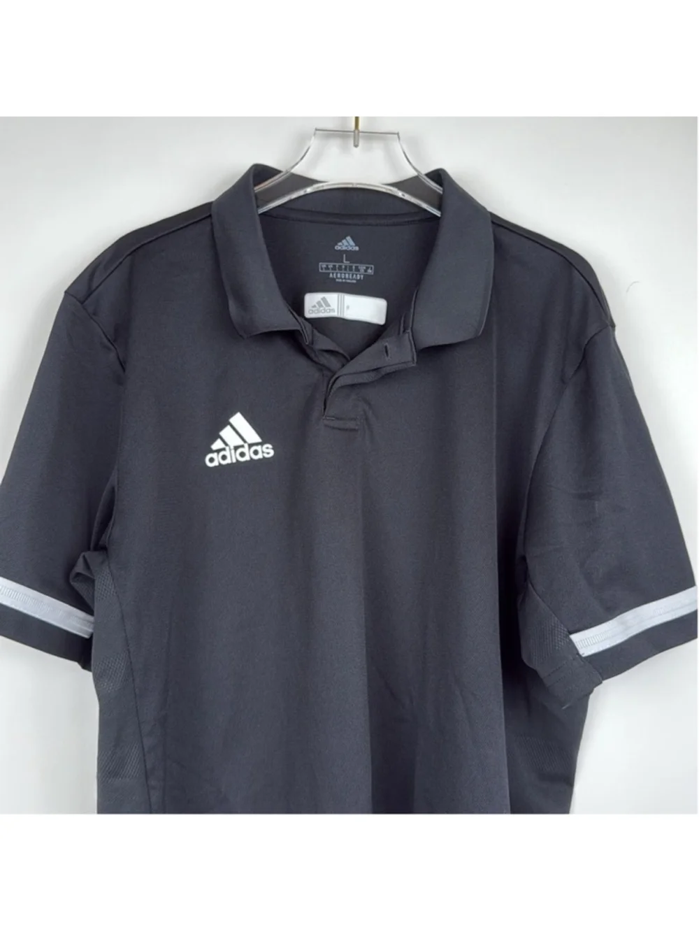 Adidas Aeroready Mens Golf Tennis Polo Black Short Sleeve Size Large